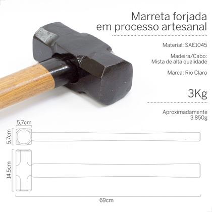 Imagem de Marreta c/ cabo oitavada 3,0 kg - rio claro