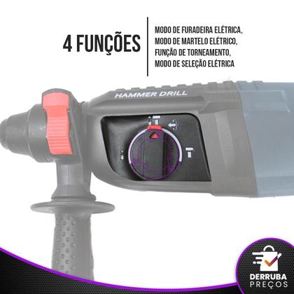 Imagem de Martelete Furadeira Impacto 1200W 12 Peças Maleta - Nakasaki