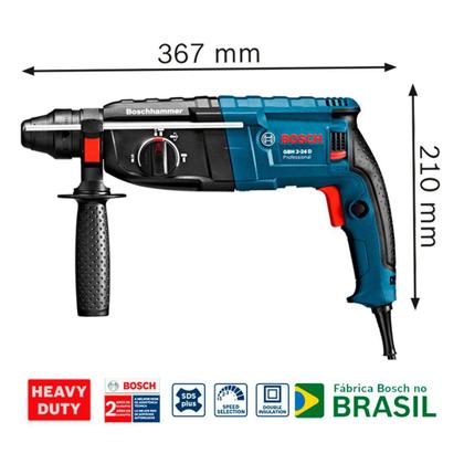 Imagem de Martelete Perf Rompedor 820w 220V Gbh 2-24 D Bosch Com Acessórios Cor Azul-aço Frequência 60