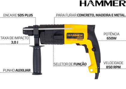 Imagem de Martelete Perfurador Com Maleta Sds Plus 650w 110v Hammer