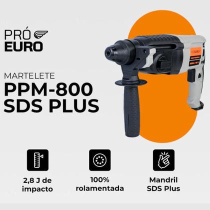 Imagem de Martelete Perfurador Rompedor 800W 2.8J Profissional 127V Com Maleta e Kit de Brocas Pró Euro
