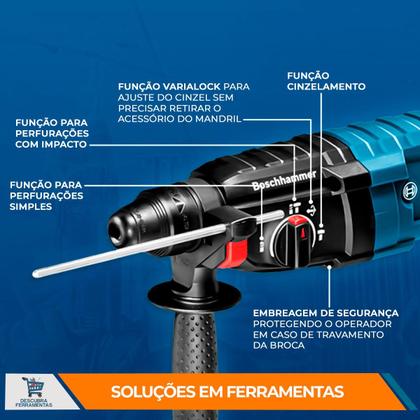Imagem de Martelete Perfurador Rompedor Bosch GBH 224 D Com Maleta 127V/220V 820W SDS Plus Cabo de 4 Metros Profissional