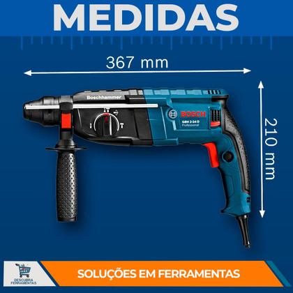 Imagem de Martelete Perfurador Rompedor GBH 224 D Bosch 790W 2,7J 127V SDS Plus Sem Maleta Com 5 Brocas Concreto Aço e Madeira Obras e Reformas Profissional
