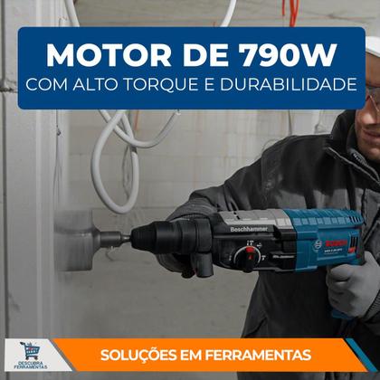 Imagem de Martelete Perfurador Rompedor GBH 224 D Bosch 790W 2,7J 127V SDS Plus Sem Maleta Com 5 Brocas Concreto Aço e Madeira Obras e Reformas Profissional
