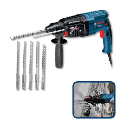 Imagem de Martelete Perfurador Rompedor GBH 224 D Bosch 790W 2,7J 127V SDS Plus Sem Maleta Com 5 Brocas Concreto Aço e Madeira Obras e Reformas Profissional