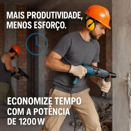 Imagem de Martelete Perfurador Rompedor SDSPLUS 10KG 1200W 1100rpm 110V Profissional Nakasaki NK2603 Pró Com Maleta