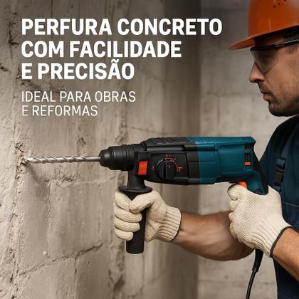 Imagem de Martelete Perfurador Rompedor SDSPLUS 10KG 1200W 1100rpm 110V Profissional Nakasaki NK2603 Pró Com Maleta