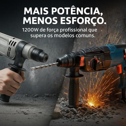 Imagem de Martelete Perfurador Rompedor SDSPLUS 10KG 1200W 1100rpm 110V Profissional Nakasaki NK2603 Pró Com Maleta