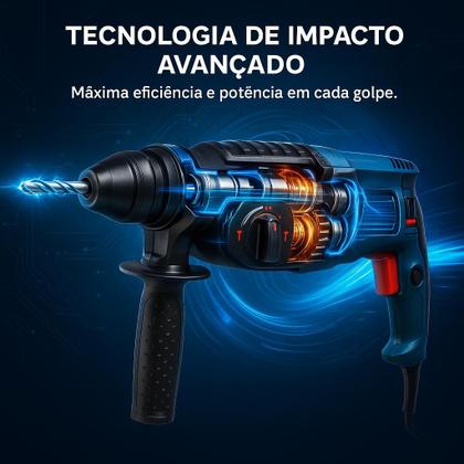 Imagem de Martelete Perfurador Rompedor SDSPLUS 10KG 1200W 1100rpm 110V Profissional Nakasaki NK2603 Pró Com Maleta