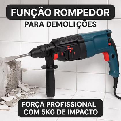 Imagem de Martelete Perfurador Rompedor SDSPLUS 10KG 1200W 1100rpm 110V Profissional Nakasaki NK2603 Pró Com Maleta