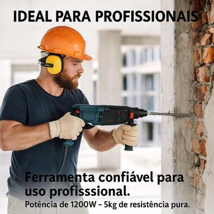 Imagem de Martelete Perfurador Rompedor SDSPLUS 10KG 1200W 1100rpm 110V Profissional Nakasaki NK2603 Pró Com Maleta