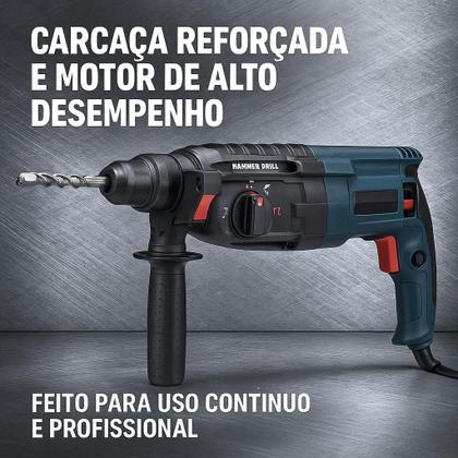Imagem de Martelete Perfurador Rompedor SDSPLUS 10KG 1200W 1100rpm 110V Profissional Nakasaki NK2603 Pró Com Maleta