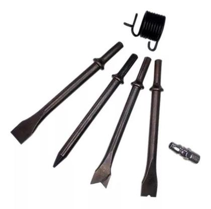 Imagem de Martelete Profissional Pneumático Rebarbador 150mm Com Kit De Ponteiras Cor Preto  Potente Brasil