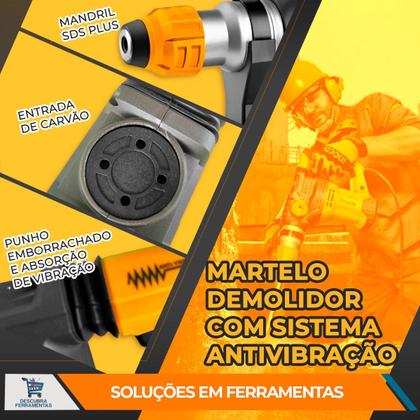 Imagem de Martelete Rotativo Rompedor SDS Plus Ingco RH1500289ING 1500W 850rpm 4400ipm Até 40mm 127V ou 220V Furadeira C/ Maleta e Acessórios Profissional