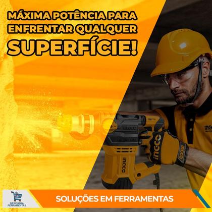 Imagem de Martelete Rotativo Rompedor SDS Plus Ingco RH1500289ING 1500W 850rpm 4400ipm Até 40mm 127V ou 220V Furadeira C/ Maleta e Acessórios Profissional
