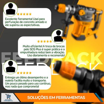 Imagem de Martelete Rotativo Rompedor SDS Plus Ingco RH1500289ING 1500W 850rpm 4400ipm Até 40mm 127V ou 220V Furadeira C/ Maleta e Acessórios Profissional