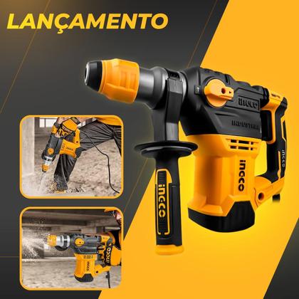 Imagem de Martelete Rotativo Rompedor SDS Plus Ingco RH1500289ING 1500W 850rpm 4400ipm Até 40mm 127V ou 220V Furadeira C/ Maleta e Acessórios Profissional