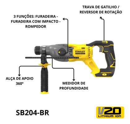 Imagem de Martelete SDS-PLUS 20V Max SBH900B  Kit Completo com 2 Baterias 4Ah e Carregador Bivolt