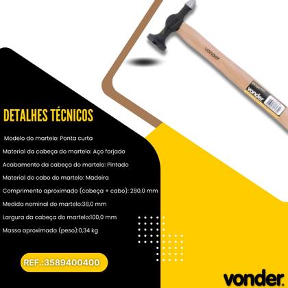 Imagem de Martelo Chapeador Ponta Curta - Vonder