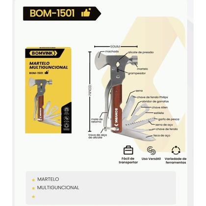 Imagem de Martelo Multifuncional 14 Em 1 Ferramenta Portátil Veicular