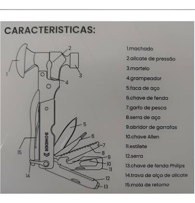 Imagem de Martelo Multifuncional Completo 15 Funções Em 1 Machado Faca