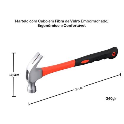 Imagem de Martelo Unha 27cm Cabo De Fibra De Vidro Emborrachado 340g