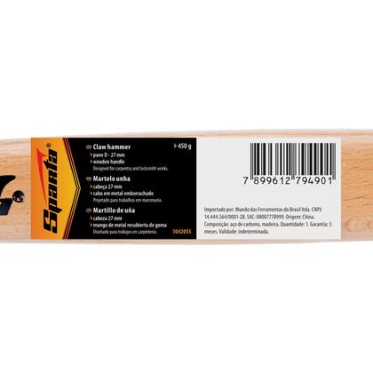 Imagem de Martelo Unha c/ Cabo em Madeira Cabeça 29mm SPARTA 104206