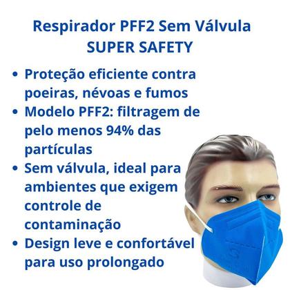 Imagem de Máscar Respirador PFF2 Sem Válvula Azul SUPER SAFETY CA 44241