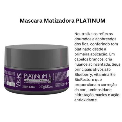 Imagem de Mascara capilar hidratação Vitiss Platinum 250g matizadora cabelos loiros luzes