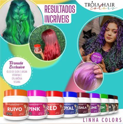 Imagem de Máscara Capilar Pigmentadora Troia Colors Red 500g Cor fantasia - Troia Hair