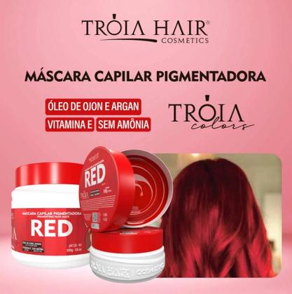 Imagem de Máscara Capilar Pigmentadora Troia Colors Red 500g Cor fantasia - Troia Hair