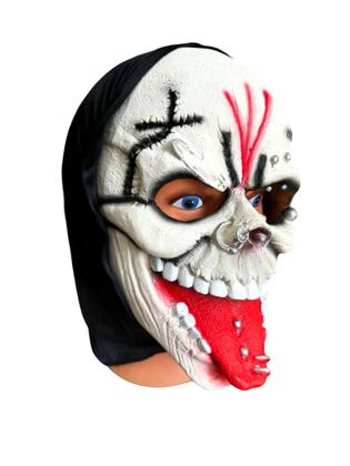Imagem de Máscara Caveira com piercing Punk e capuz de látex  Fantasia