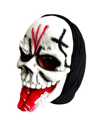 Imagem de Máscara Caveira com piercing Punk e capuz de látex  Fantasia