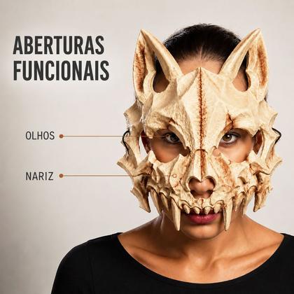 Imagem de Máscara Caveira de Animal com Presas Unissex para Halloween Fantasia Cosplay e Festa Temática