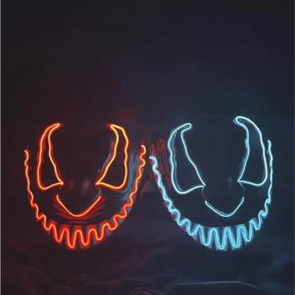 Imagem de Mascara Cosplay Venom Led Neon Luminosa Fantasia Com Elástico Leve Spider Venobat Balada Festa Assustador Terror Anti Herói