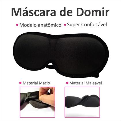Imagem de Máscara de Dormir Anatómica 3d Confortável Preta Acolchoada Tapa Olhos