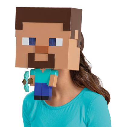 Imagem de Máscara de fantasia Disfarce Steve Minecraft Mega com partes móveis