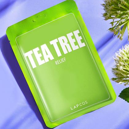 Imagem de Máscara de Lençol LAPCOS Tea Tree - Calmante para Acne (Pacote com 5)