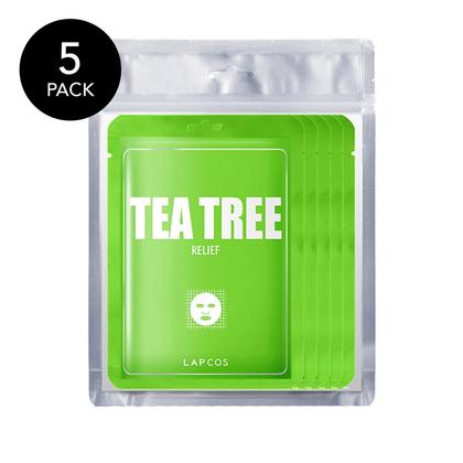 Imagem de Máscara de Lençol LAPCOS Tea Tree - Calmante para Acne (Pacote com 5)