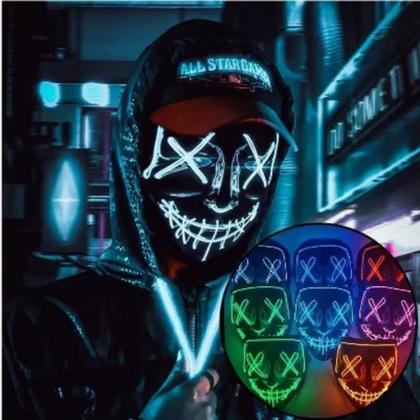 Imagem de Máscara de luz LED Halloween Cores Carnaval Cor Balada Festa Terror Cosplay