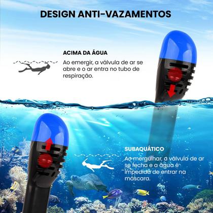 Imagem de Máscara de Mergulho Kit Óculos Antiembaçante Snorkel Respirador Com Válvula à Prova D'água Original