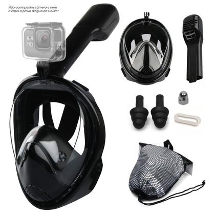 Imagem de Máscara de Mergulho Snorkel Full Face Antiembaçante 2 Geração Acessórios Suporte Câmera GoPro Natação Piscina