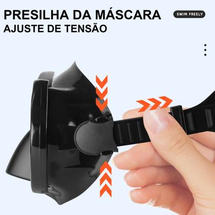 Imagem de Máscara de Mergulho Snorkel Respirador Com Válvula à Prova Dágua Óculos Antiembaçante Regulável
