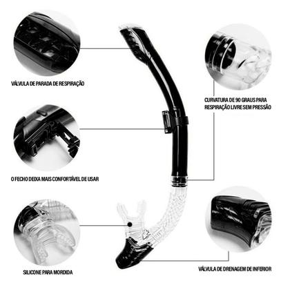 Imagem de Máscara de Mergulho Snorkel Respirador Com Válvula à Prova Dágua Óculos Antiembaçante Regulável
