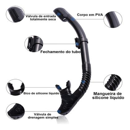 Imagem de Máscara de Mergulho Snorkel Respirador Com Válvula à Prova Dágua Óculos Antiembaçante Regulável