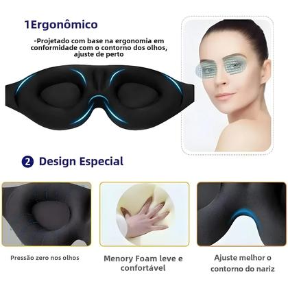 Imagem de Máscara de Olhos 3D Ajustável e Respirável - Bloqueio de Luz, Sem Pressão