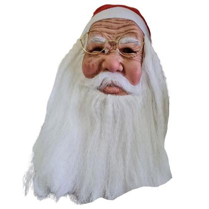 Imagem de Mascara de Papai Noel Realista Fantasia Natal Natalino Latex Barba Oculos Gorro Festa Fim de Ano Comemoraçao Alegria Diversao Celebraçao Reuniao