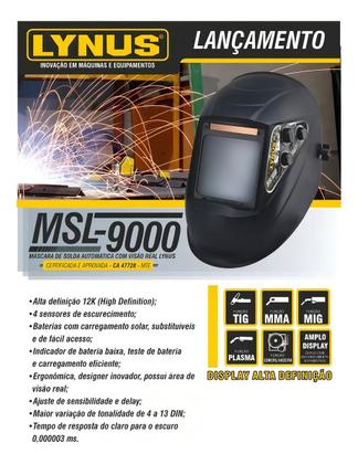 Imagem de Mascara De Solda Ampla Visão Hd 12k Msl-9000 Lynus