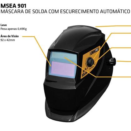 Imagem de Máscara De Solda Com Escurecimento Automático Msea-901 Tork