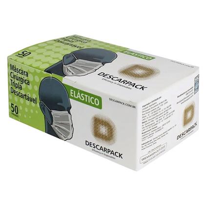 Imagem de Máscara Descartável Cirúrgica Tripla com Elástico - 50und - Descarpack